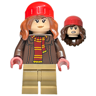 LEGO Harry Potter Hermione Granger - Reddish Brown Jacket with Dark Red Scarf, Dark Tan Medium Legs, Reddish Brown hp460