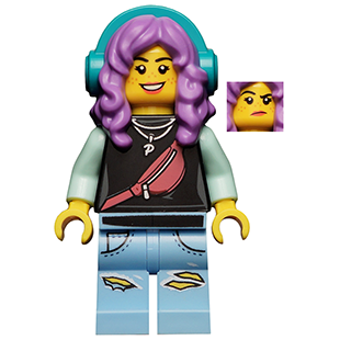 LEGO Hidden Side Parker L. Jackson - Black Top with Headphones (Smile / Grumpy) hs072