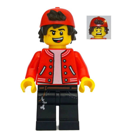LEGO Hidden Side Jack Davids - Red Jacket with Backwards Cap (Open Mouth Smile / Scared)