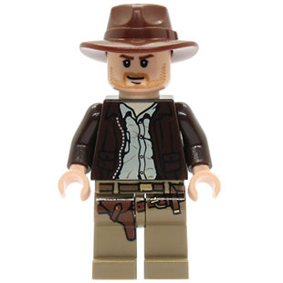LEGO Indiana Jones Indiana Jones - Dark Brown Jacket, Reddish Brown Fedora, Closed Mouth Lopsided Grin iaj001