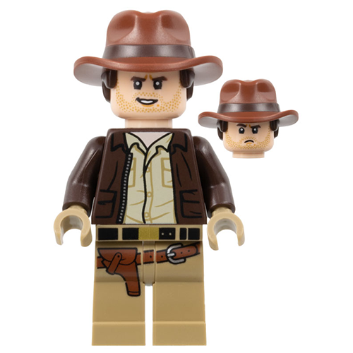 LEGO Indiana Jones Indiana Jones - Dark Brown Jacket, Reddish Brown Dual Molded Hat with Hair, Dark Tan Hands