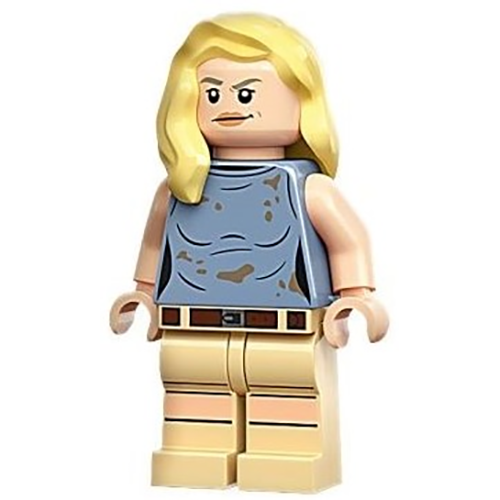 LEGO Jurassic World Dr. Ellie Sattler - Sand Blue Sleeveless Shirt, Hair over Shoulder