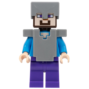 LEGO Minecraft Steve - Dark Purple Legs, Flat Silver Helmet and Armor min013