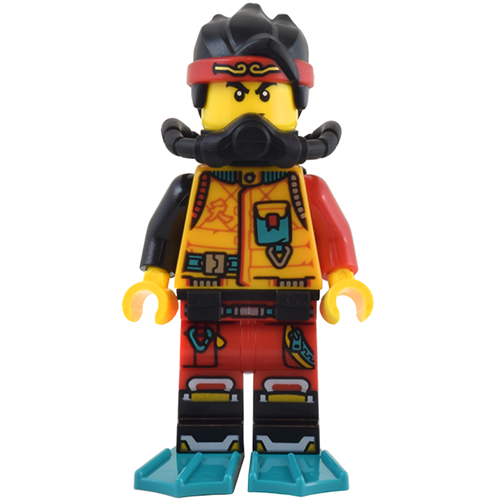 LEGO Monkie Kid Monkie Kid - Bright Light Orange Diving Suit, Black Scuba Gear, Dark Turquoise Flippers